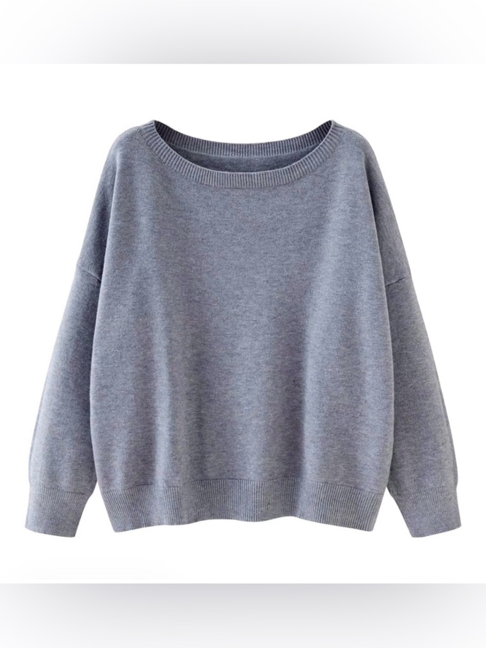 NWOT~ Women’s Drop Shoulder Boat Neck Sweater~ Gray~ M